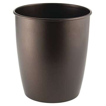 Stylish mDesign Small Steel Round Trash Can for Home