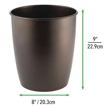 Stylish mDesign Small Steel Round Trash Can for Home