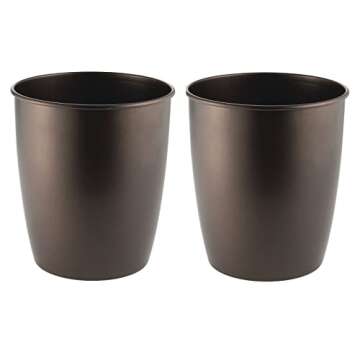 Stylish mDesign Small Steel Round Trash Can for Home