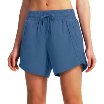 Ksmien Women's 5" Athletic Running Shorts Quick Dry Blue