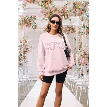 MNLYBABY Valentines Day Shirt Valentine Shirts Women Cute Love Heart Sweater Lightweight Sweatshirt Long Sleeve Top