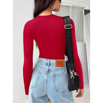 REORIA Long Sleeve Crop Top - Stylish Fitted Women’s Tee