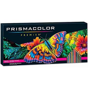Prismacolor Colored Pencils Box of 150 Assorted Colors, Triangular Scholar Pencil Eraser and Premier Sharpener (1800059+VE99016+1774265)