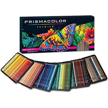 Prismacolor Colored Pencils Box of 150 Assorted Colors, Triangular Scholar Pencil Eraser and Premier Sharpener (1800059+VE99016+1774265)