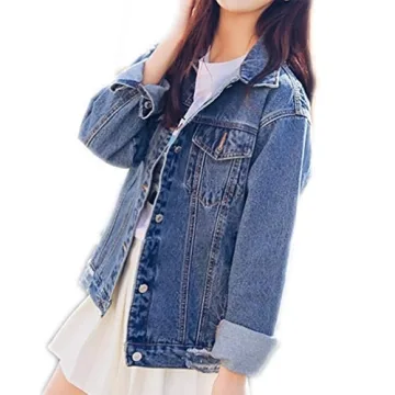 Saukiee Oversized Distressed Denim Jacket for Everyday Wear