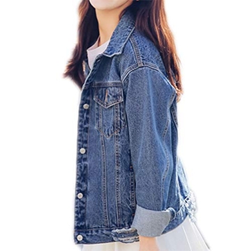 Saukiee Oversized Distressed Denim Jacket for Everyday Wear