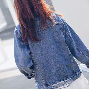 Saukiee Oversized Distressed Denim Jacket for Everyday Wear