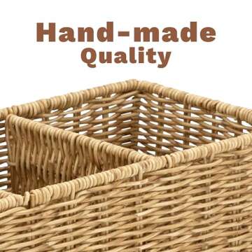 myHomeBody Wicker Basket with 3 Compartments for Organizing