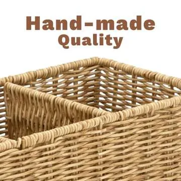myHomeBody Wicker Basket with 3 Compartments for Organizing