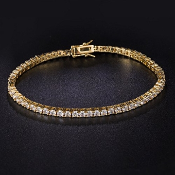 Gemsme 18K Gold Plated Tennis Bracelet for Women and Men