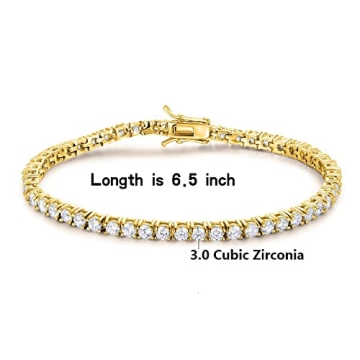 Gemsme 18K Gold Plated Tennis Bracelet for Women and Men