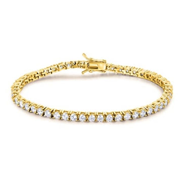 Gemsme 18K Gold Plated Tennis Bracelet for Women and Men