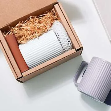 Dostende Coffee Mug with Lid - Elegant 12oz Ceramic Mug