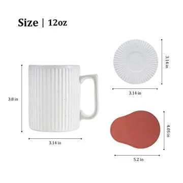 Dostende Coffee Mug with Lid - Elegant 12oz Ceramic Mug