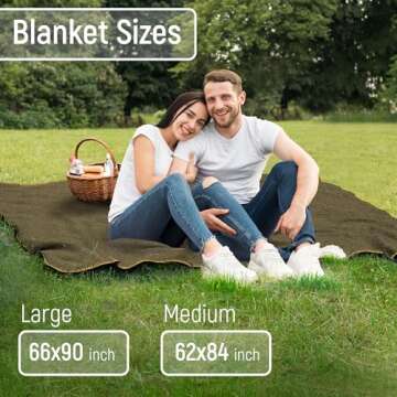 JMR Wool Camping Blanket - Warm Heavy Car Blanket & Camp Quilt - Survival Emergency Blanket for Sleeping Outdoors - Multi-Use Wool Blanket for Camping, Car & Home - 80% Wool, Olive Green, 66X90