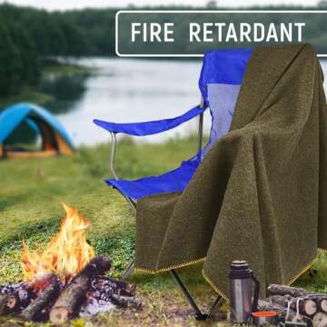 JMR Wool Camping Blanket - Warm Heavy Car Blanket & Camp Quilt - Survival Emergency Blanket for Sleeping Outdoors - Multi-Use Wool Blanket for Camping, Car & Home - 80% Wool, Olive Green, 66X90