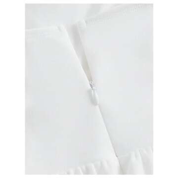 SHENHE Women's Ruched Corset Dress Spaghetti Strap Fit and Flare Flowy Skater Mini Cami Dress White Small