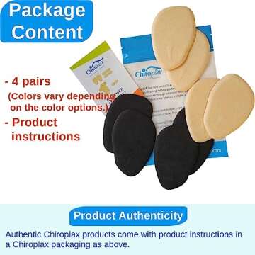 Chiroplax High Heel Pads Cushions Inserts (4 Pairs) Ball of Foot Metatarsal Forefoot Pain Relief Anti-Slip Shoe Insoles for Women (Beige, Normal Thickness)