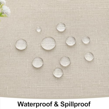Waterproof Beige Linen Tablecloth - Smiry 52x70 Inch