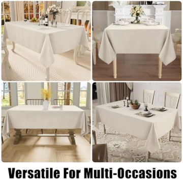 Waterproof Beige Linen Tablecloth - Smiry 52x70 Inch