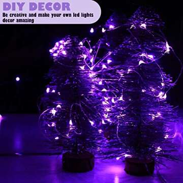 OakHaomie 6 Pack Fairy Lights Battery Operated Waterproof 7 Feet Silver Wire 20LED Twinkle Lights Starry Moon Firefly Lights for DIY Wedding Centerpiece Party Christmas Table Décor,(Purple)