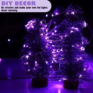 OakHaomie 6 Pack Fairy Lights Battery Operated Waterproof 7 Feet Silver Wire 20LED Twinkle Lights Starry Moon Firefly Lights for DIY Wedding Centerpiece Party Christmas Table Décor,(Purple)