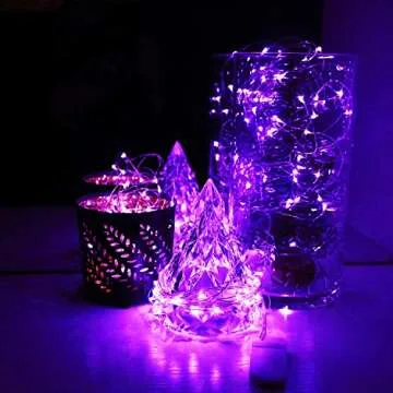 OakHaomie 6 Pack Fairy Lights Battery Operated Waterproof 7 Feet Silver Wire 20LED Twinkle Lights Starry Moon Firefly Lights for DIY Wedding Centerpiece Party Christmas Table Décor,(Purple)