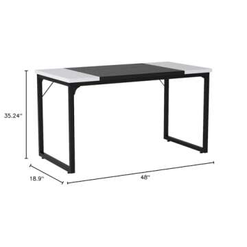 ODK 48 inch Computer Office Desk with USB Charging Port and Keyboard Tray, Writing Desk with 2 Drawers and Monitor Stand, Study Table with CPU Stand and Removable Shelf for Storage, Teak