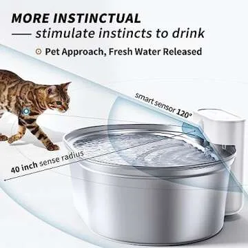 Uahpet Cat Water Fountain - Wireless & Easy to Clean