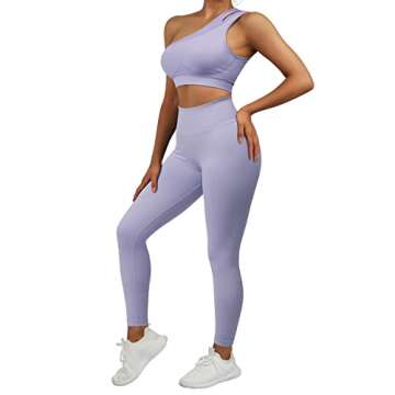 OMKAGI Women's Stylish Seamless Workout Set Gym Outfit