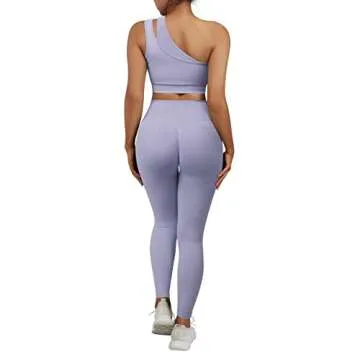OMKAGI Women's Stylish Seamless Workout Set Gym Outfit