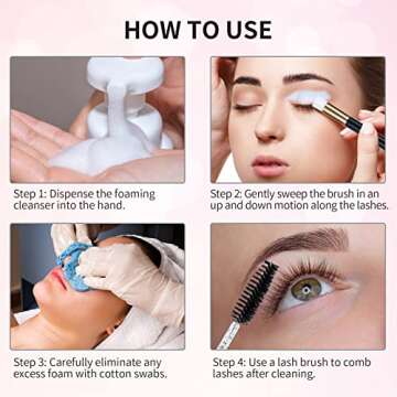 50 Pcs Lash Shampoo Bottle Brushes Set for Eyelash Care