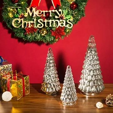 Diamond Star Mercury Glass Christmas Tree Decoration - 10" Silver