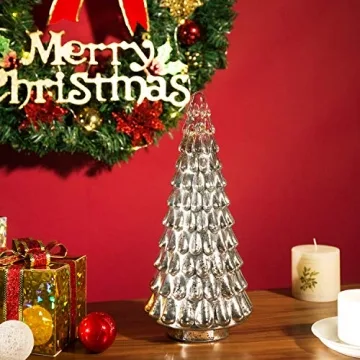 Diamond Star Mercury Glass Christmas Tree Decoration - 10" Silver