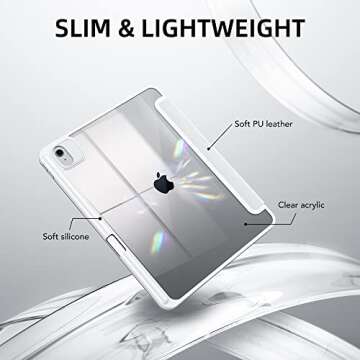 Marasone iPad Air 5th Gen Case 2022 / iPad Air 4th Gen Case 2020 10.9/11 Inch-Ai case-Unisex TPU Hard Shell Tablet Case with Tri-Fold Design and Anti-Fingerprint Feature Ultra-Thin Design.