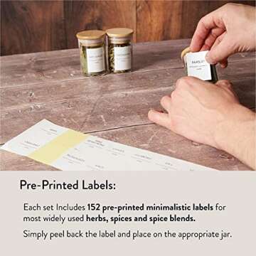 Stylvio 12 Pcs 2.5oz Spice Jars with Bamboo Lids, Airtight Seasoning Containers with 152 Pre-printed Minimalistic Spice Labels,12 Black Chalkboard Labels, Erasable Liquid Chalk Pen and Spice Funnel