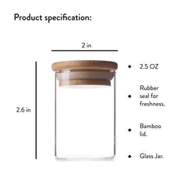 Stylvio 12 Pcs 2.5oz Spice Jars with Bamboo Lids, Airtight Seasoning Containers with 152 Pre-printed Minimalistic Spice Labels,12 Black Chalkboard Labels, Erasable Liquid Chalk Pen and Spice Funnel