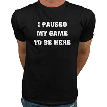 Market Trendz I Paused My Game Tshirt for Men - Video Game Shirt for Men White on Black Large
