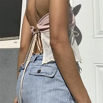 Amiblvowa Womens Y2k Strapless Crop Tube Top - Pink