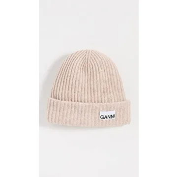 Ganni Women's Rib Knit Beanie in Brazilian Sand