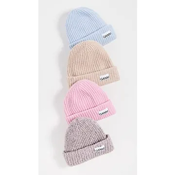 Ganni Women's Rib Knit Beanie in Brazilian Sand