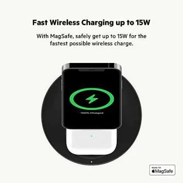 Belkin MagSafe 2-in-1 Wireless Charging Stand for Apple iPhone 16, iPhone 15, iPhone 14, & iPhone 13 Series & AirPods - MagSafe Fast Charging Station for Multiple Devices - Black
