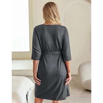 Ekouaer Maternity Robe Nursing Robes for Hospital Labor Delivery V Neck Pregnancy Bathrobe Womens Postpartum Nightgown