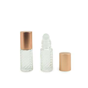 Grand Parfums Colored Glass Aromatherapy 4ml Roll-On Bottles - 12 Sets with Glass Roller and Copper ...