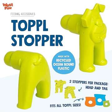 WEST PAW Toppl Stopper 2-Pack in Granny Smith - Designed for Dog Enrichment, Accessory That Fits All Toppl Dog Toy Sizes - Makes Meal & Treat Prep Easy, Clean & Stable, Made in USA, Recycled Plastic.