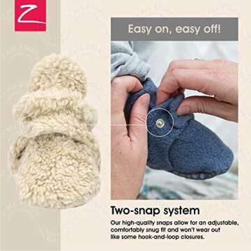 Zutano Unisex Furry Baby Booties with Grippers, Organic Cotton Lining, Baby Registry Must Haves, Oat Furry, 12 Months