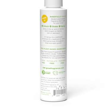 Grow Fragrance Scented Fabric and Room Air Freshener Spray - Certified Non-Toxic, 100% Plant-Based E...