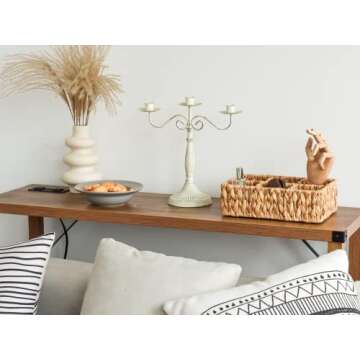 StorageWorks Small Wicker Baskets for Organizing, Coffee Organizer with 6 Sections, Baskets for Shelves, Countertop, Water Hyacinth Wicker Baskets for Organizing, 2Pack