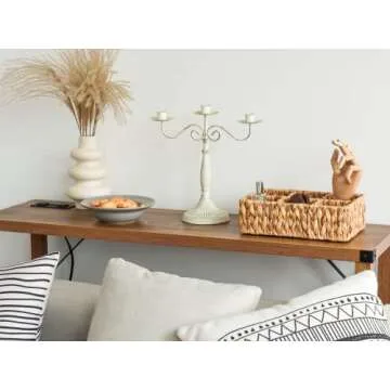 StorageWorks Small Wicker Baskets for Organizing, Coffee Organizer with 6 Sections, Baskets for Shelves, Countertop, Water Hyacinth Wicker Baskets for Organizing, 2Pack