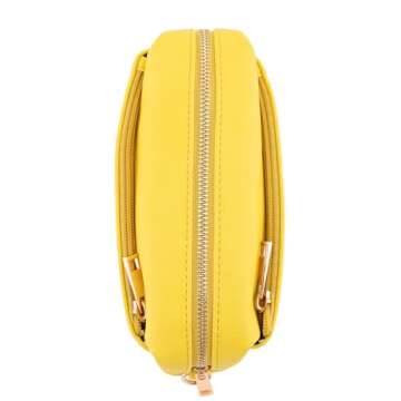 FashionPuzzle Triple Zip Small Crossbody Bag in Mustard Yellow
